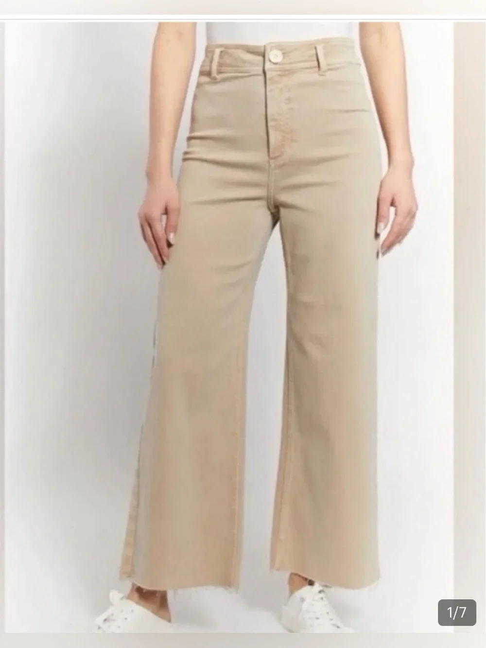 Oat New York High-Rise Wide Leg Ankle Jeans in Beige size 28. Like new.